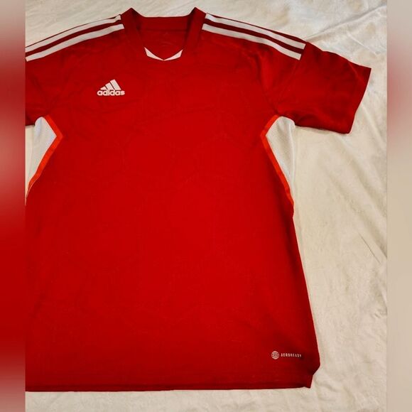 Adidas Men's Bold Red Soccer Jersey Sports Sz Medium - Picture 4 of 14